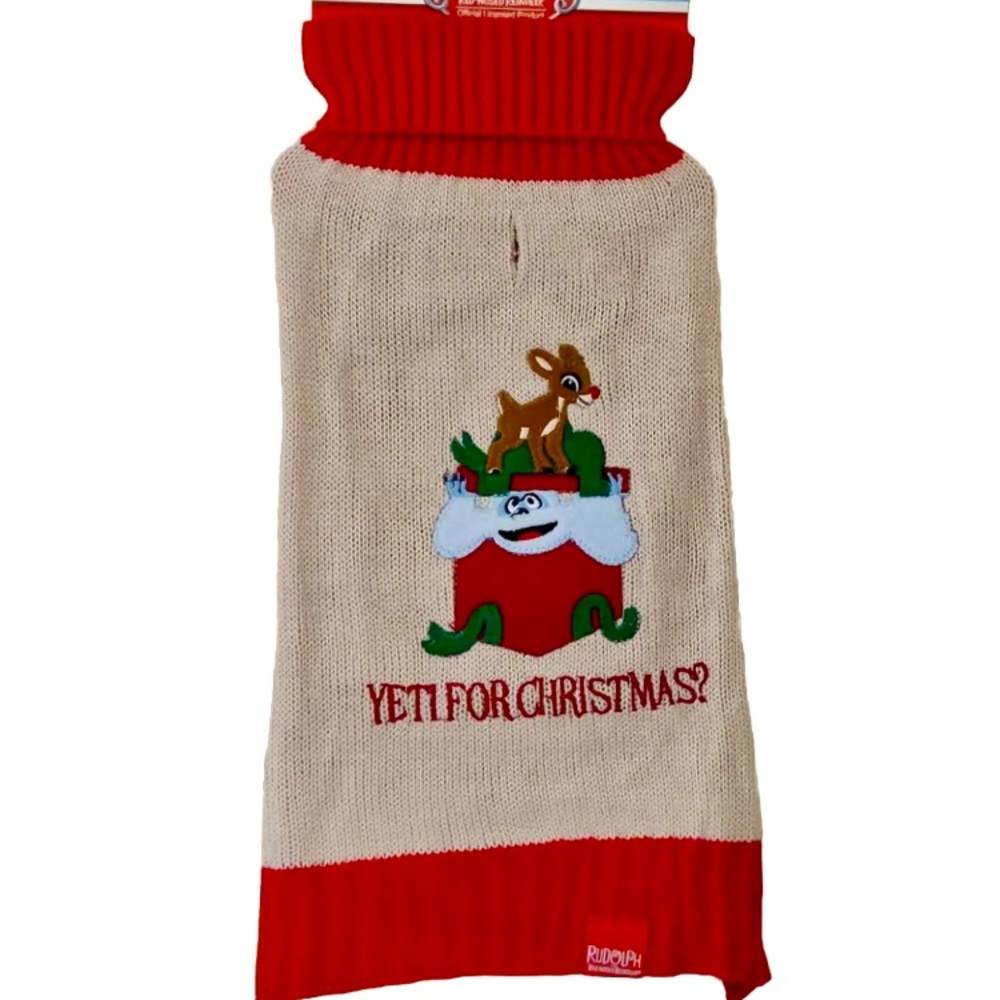 Rudolph Abominable Snowman Yeti Pet Colorful Knit Holiday Christmas Sweater